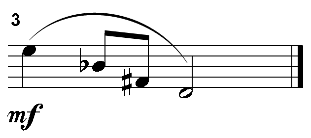 E, B-flat, F-sharp, D